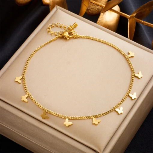 Gold Anklet Butterfly Styled