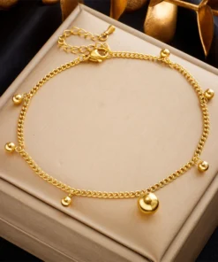 Anklet with Beads Gold Plated