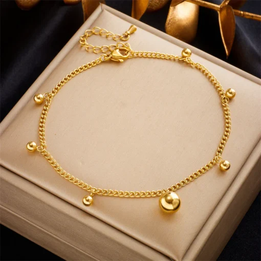 Anklet with Beads Gold Plated