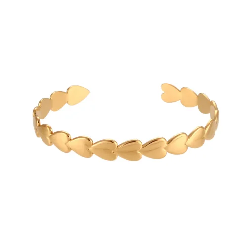 Trendy Gold Bangle Open Smooth Love Ellipse Stainless Steel 18K Gold Plated - Image 5