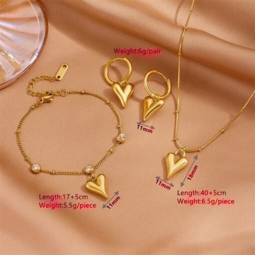 Anklet Gold Plated - Elegant Heart and Bead - Image 2