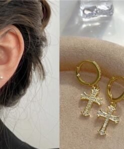 Earring Cross Gold Plated