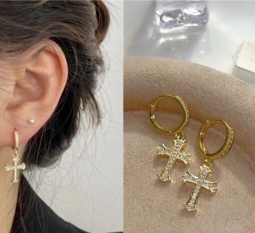 Earring Cross Gold Plated