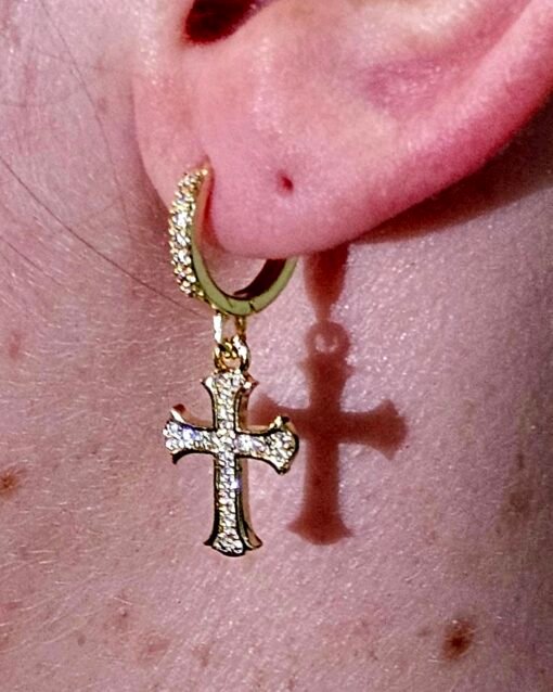 Earring Cross Gold Plated