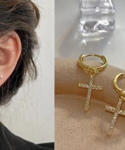 Earrings Gold Plated Cross