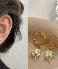 Four Leaf Clover Earrings Gold Plated