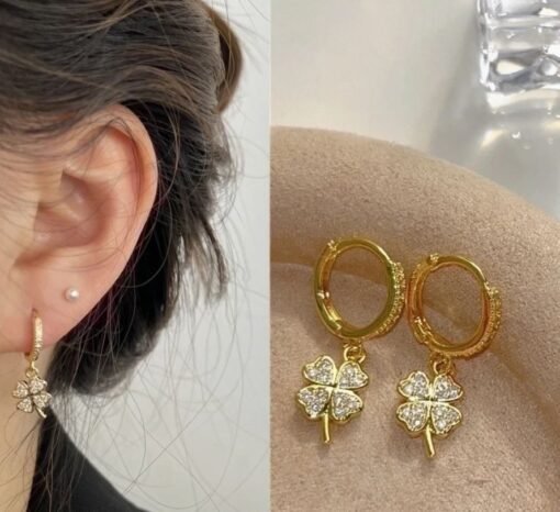 Four Leaf Clover Earrings Gold Plated