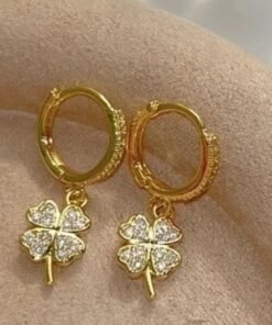 Four Leaf Clover Earrings Gold Plated