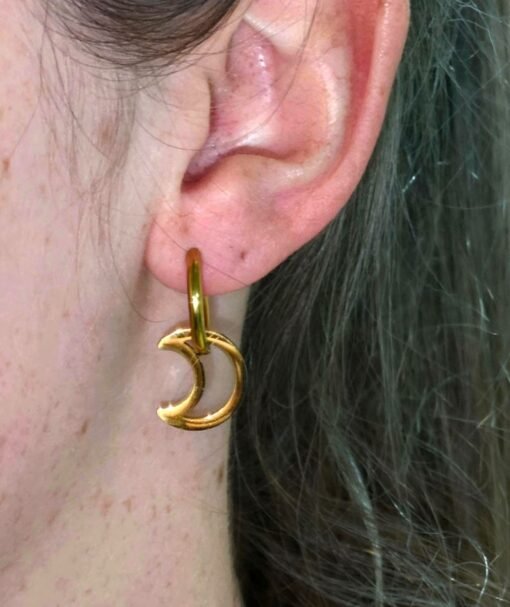 Fun Moon Earrings Gold Plated - Image 2