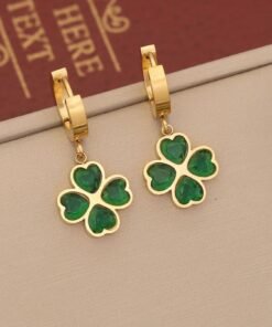 Earrings Four Leaf Clover Gold Plated