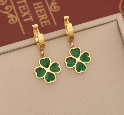 Earrings Four Leaf Clover Gold Plated