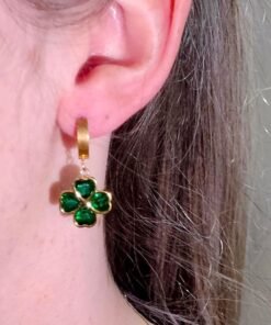 Beautiful Earrings Four Leaf Clover Gold Plated